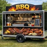 Verkoopwagen van PardyTec, uitgevoerd als BBQ-wagen met geopende verkoopluifel